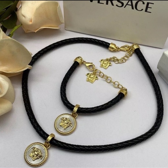Versace Medusa Charm Leather Bracelet - Picture 2 of 5
